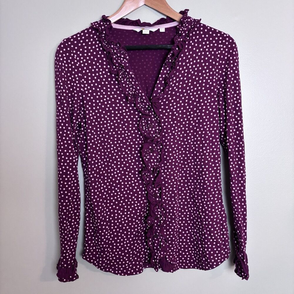 Boden Alberta Polka Dot Ruffle Top Size 6 Twee Indie Sleeze Whimsigoth Coquette